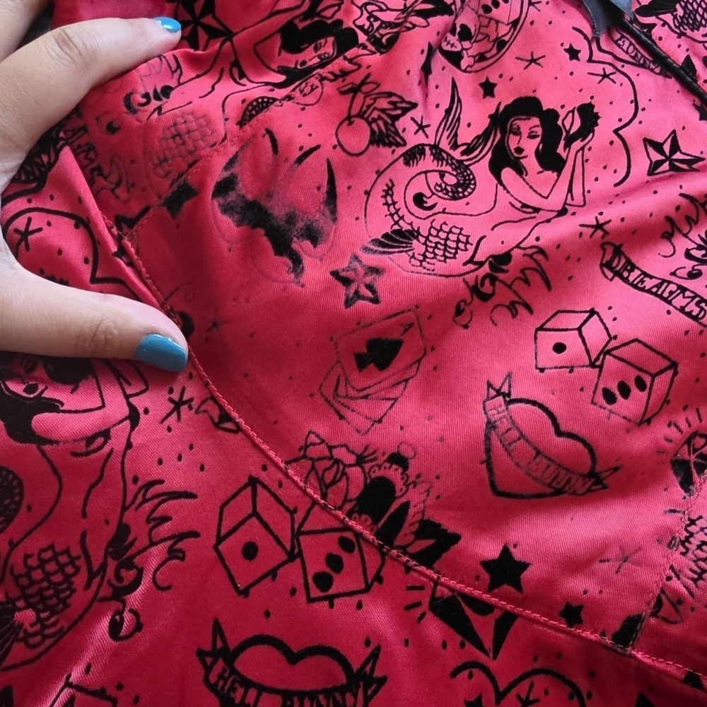 Hell Bunny Vixen Sailor Tattoo Patterned Midi Dress - Picture 6 of 8